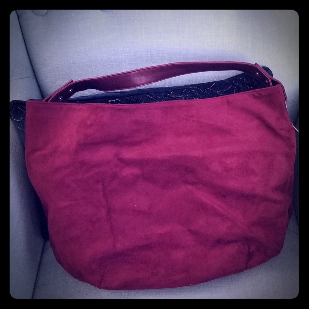 Microsuede Red Hobo Bag